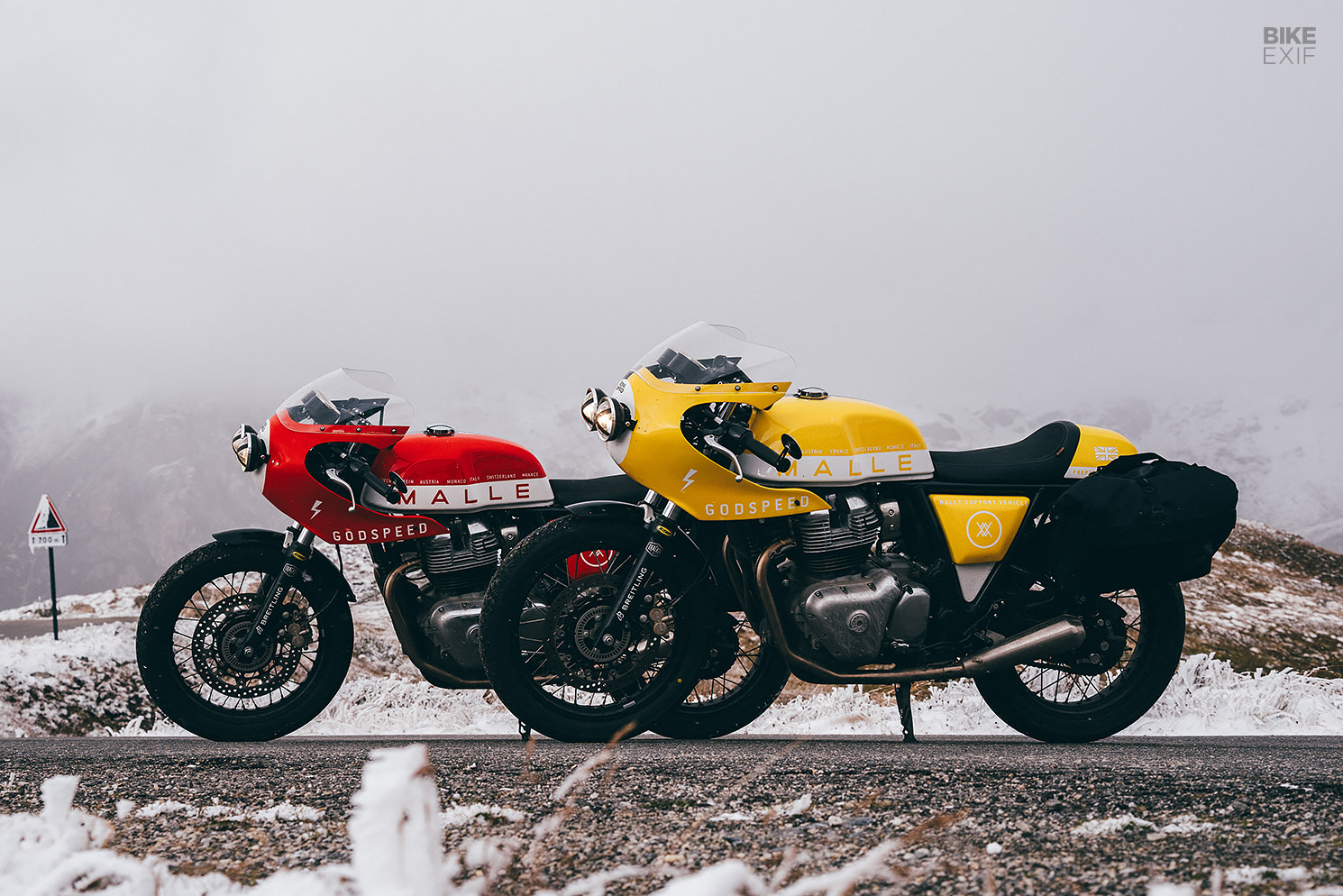 Grand Tourers: Two Royal Enfield Continental GT 650s built for the Alps