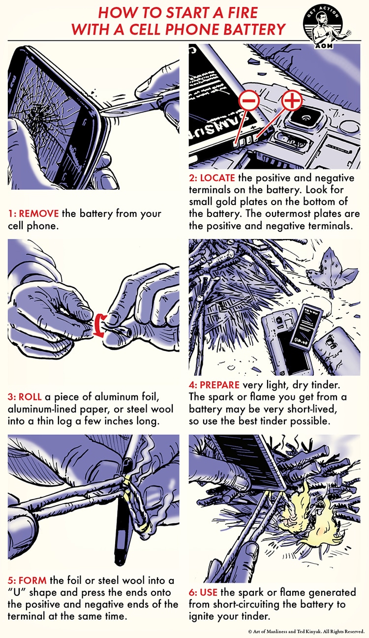 Skill of the Week: Start a Fire With a Cell Phone Battery