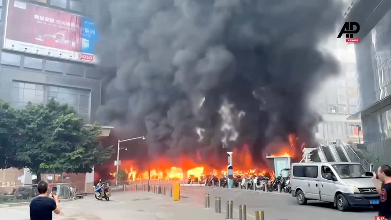 Watch a Massive Fire Engulf a Motorcycle Parking Lot in China’s Chongqing