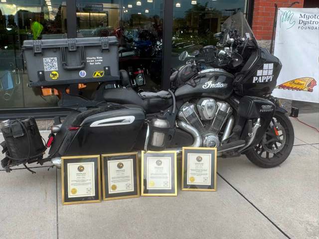 INDIAN MOTORCYCLE OWNER SETS FOUR WORLD RECORDS ABOARD 2025 INDIAN PURSUIT, RIDES 201,901 MILES TO RAISE MONEY FOR MYOTONIC DYSTROPHY FOUNDATION